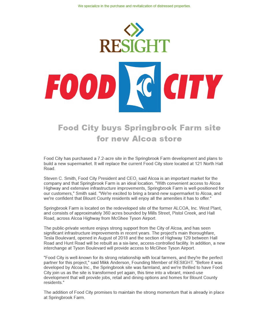 Food City buys Springbrook Farm site for new Alcoa store