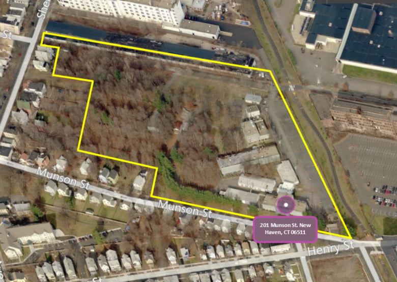 Mapped out area of the 201 Munson Street project in New Haven, CT